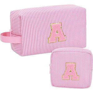 Initial Makeup Bag for Girls&Women,Personalized Make Up Case for Girlfriend Grad